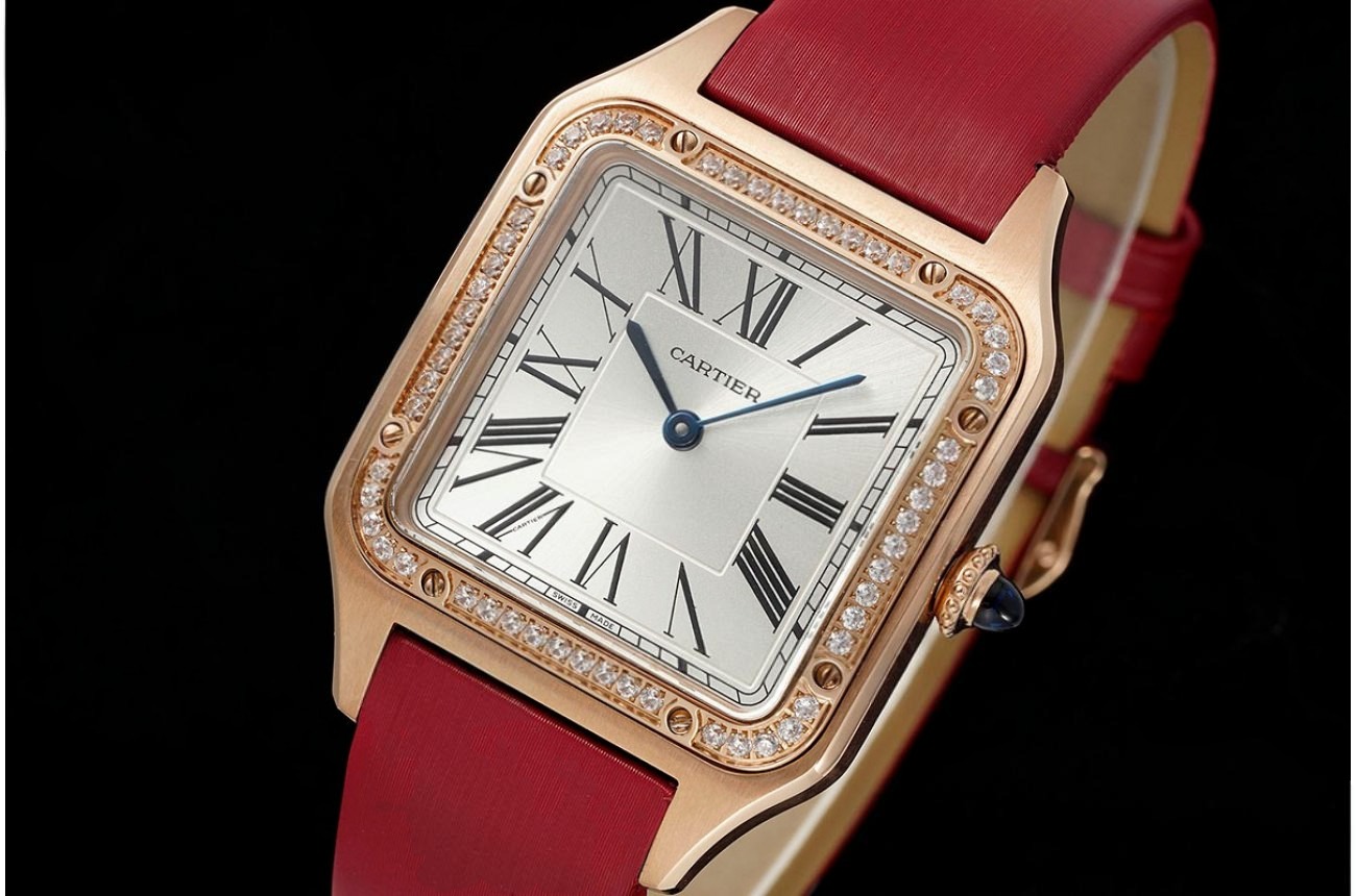 Santos Dumont Red Dia RG/SA Silver Dial AF Quartz