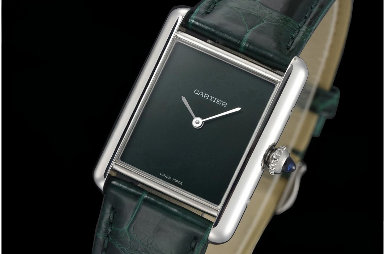 Tank Must 25.5mm Alligator Leather SS/LE Green Dial DRF Quartz