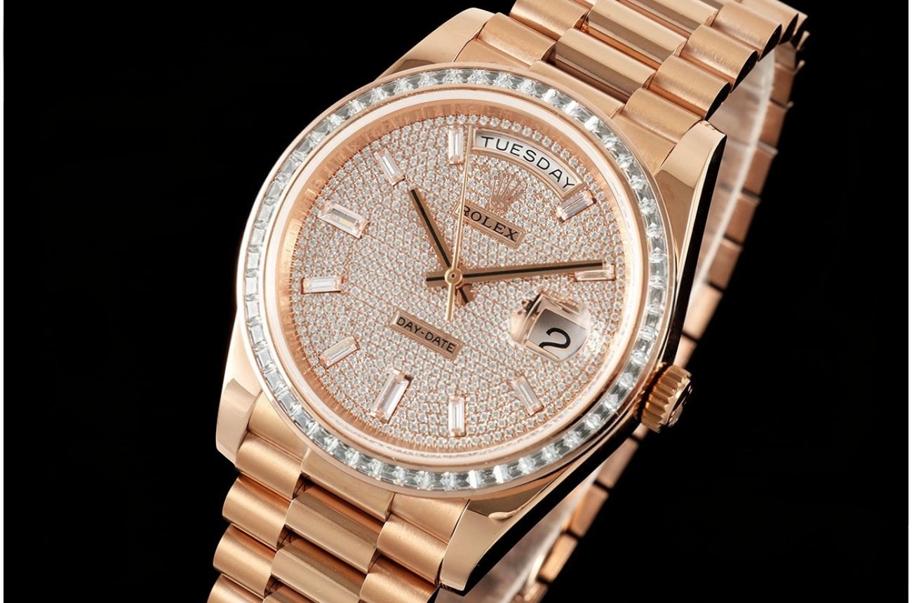 DayDate 228345 40mm Dia RG/RG Diamonds Dial QF V5 A2836(Weighted Approx.187g)