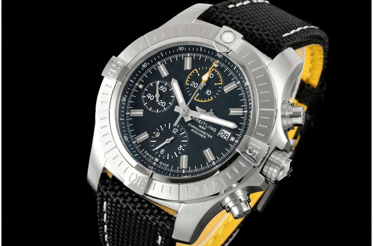 Avenger B01 Chrono 45mm SS/NY Black Dial TF A7750