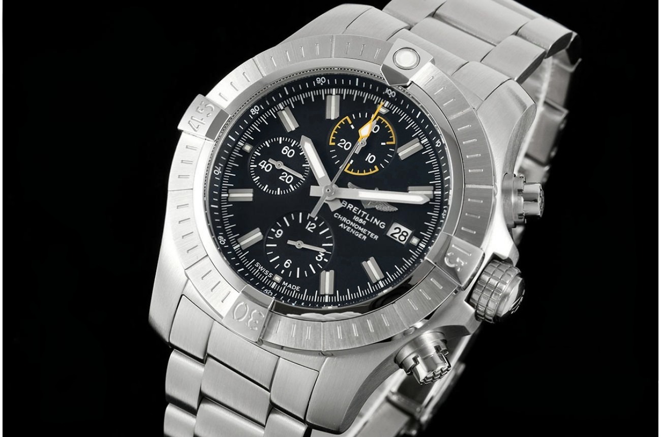 Avenger B01 Chrono 45mm SS/SS Black Dial TF A7750