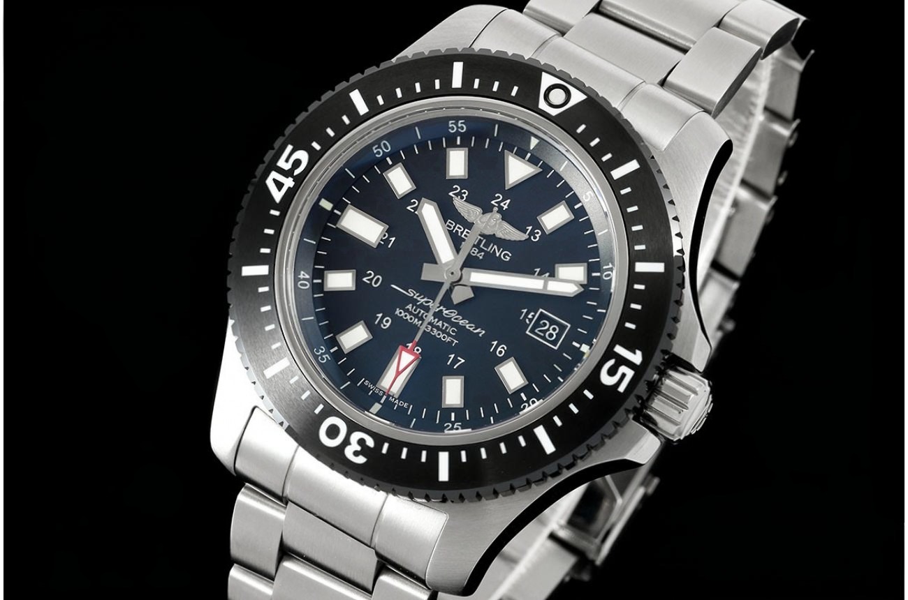 Superocean II 44mm SS/SS Black/Stk TF A2824