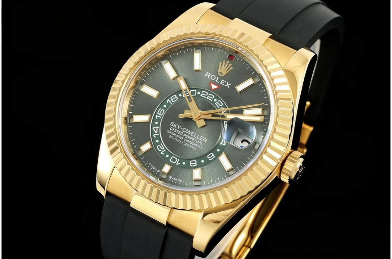 SkyDweller 336238 42mm YG/RU Green Dial ZF A2824(Tungsten Heavy Version)