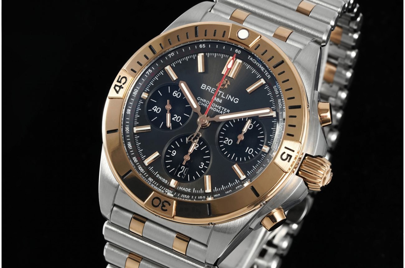 Chronomat B01 42MM SS/RG Black/Stk BLF A7750