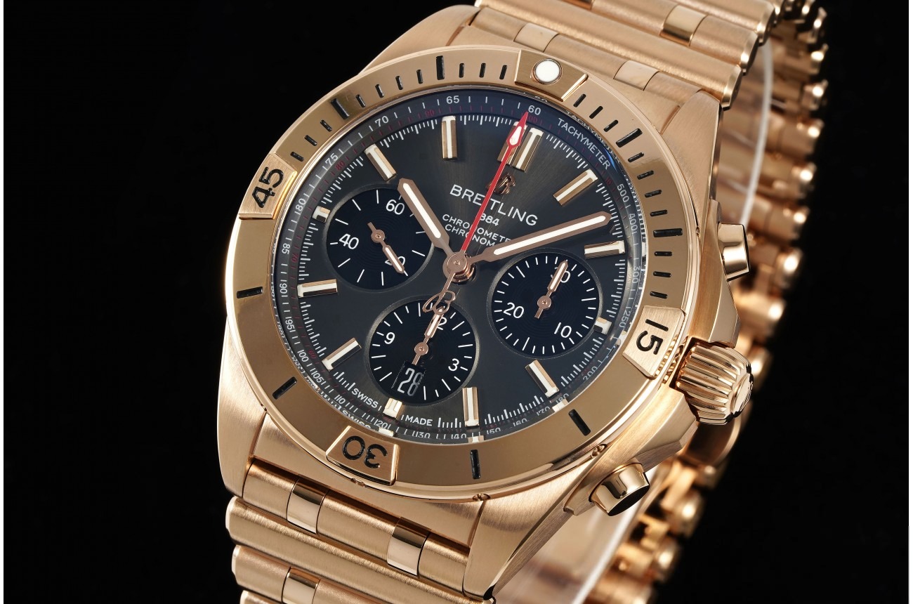 Chronomat B01 42MM RG/RG Black/Stk BLF A7750