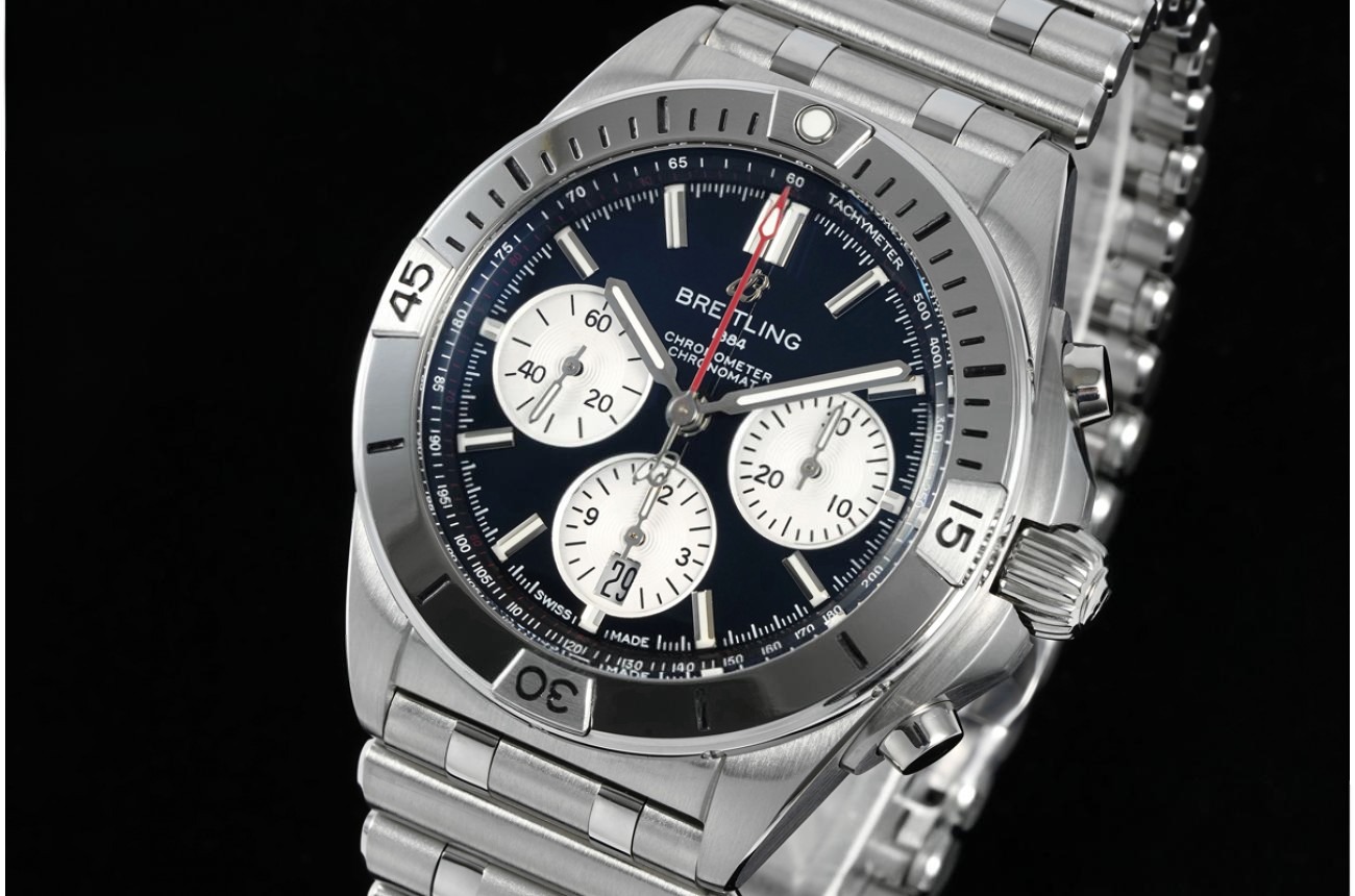 Super Chronomat B01 44MM Grey Bezel SS/SS Blue/Stk Dial BLF A7750