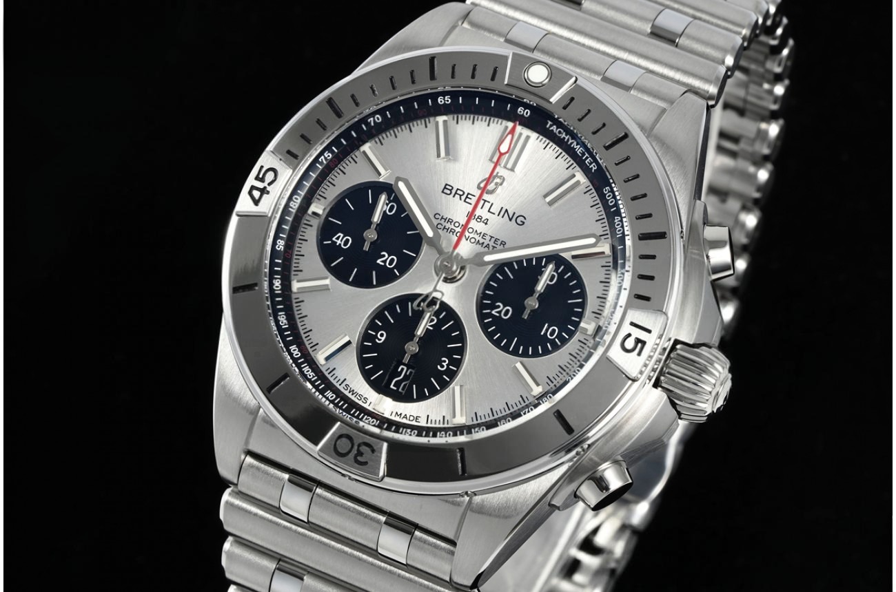 Super Chronomat B01 44MM Grey Bezel SS/SS Silver/Stk Dial BLF A7750