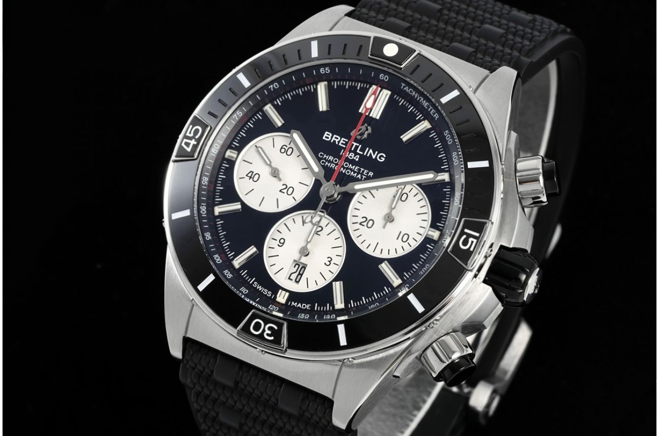Super Chronomat B01 44MM Black Bezel SS/RU Black/Stk Dial BLF A7750