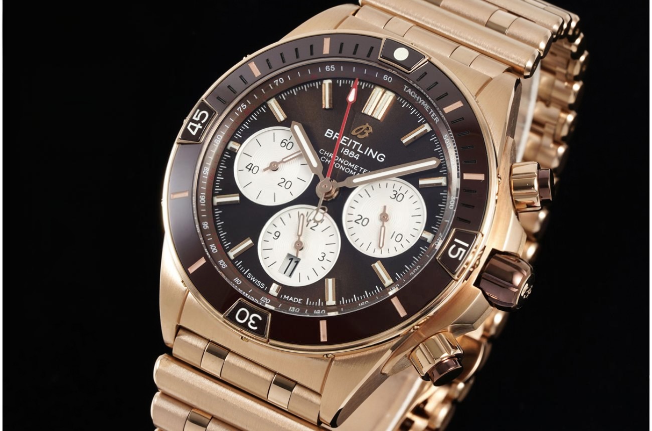 Super Chronomat B01 44MM Brown Bezel RG/RG Brown/Stk Dial BLF A7750
