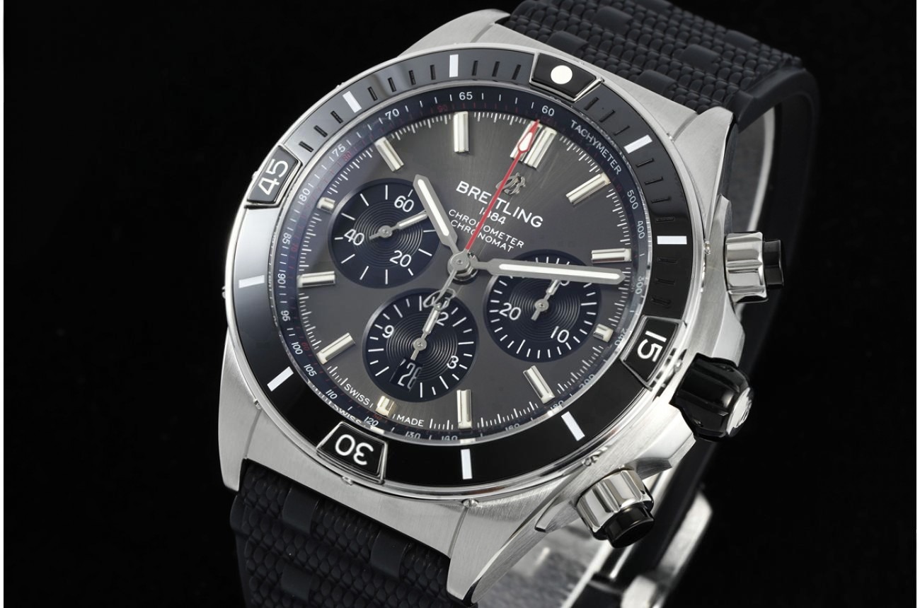 Super Chronomat B01 44MM Black Bezel RG/RU Grey/Stk Dial BLF A7750