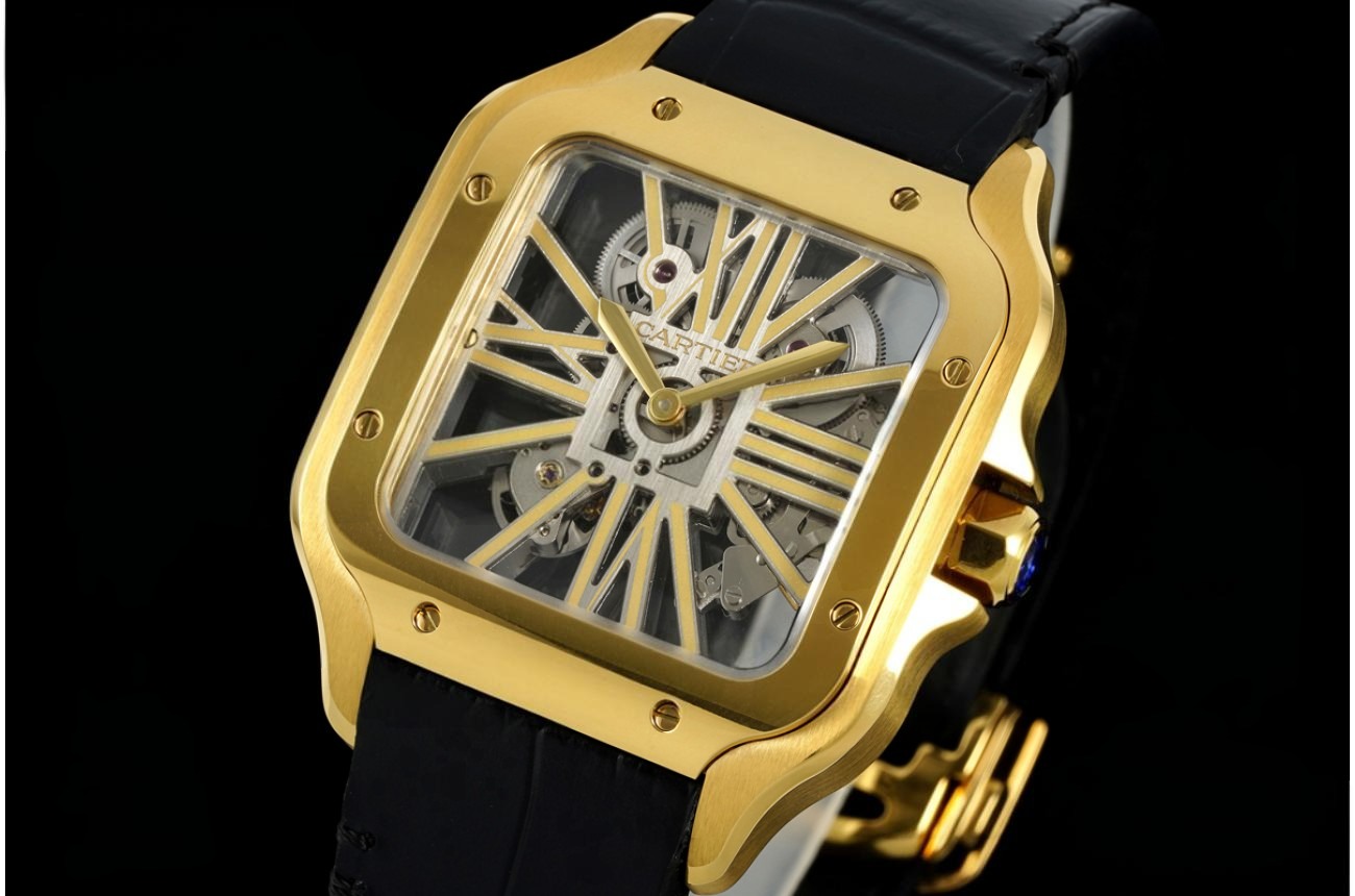 Santos De Cartier 40mm YG/LE YG Skeleton Dial RICHF V2 9611MC Surer Clone
