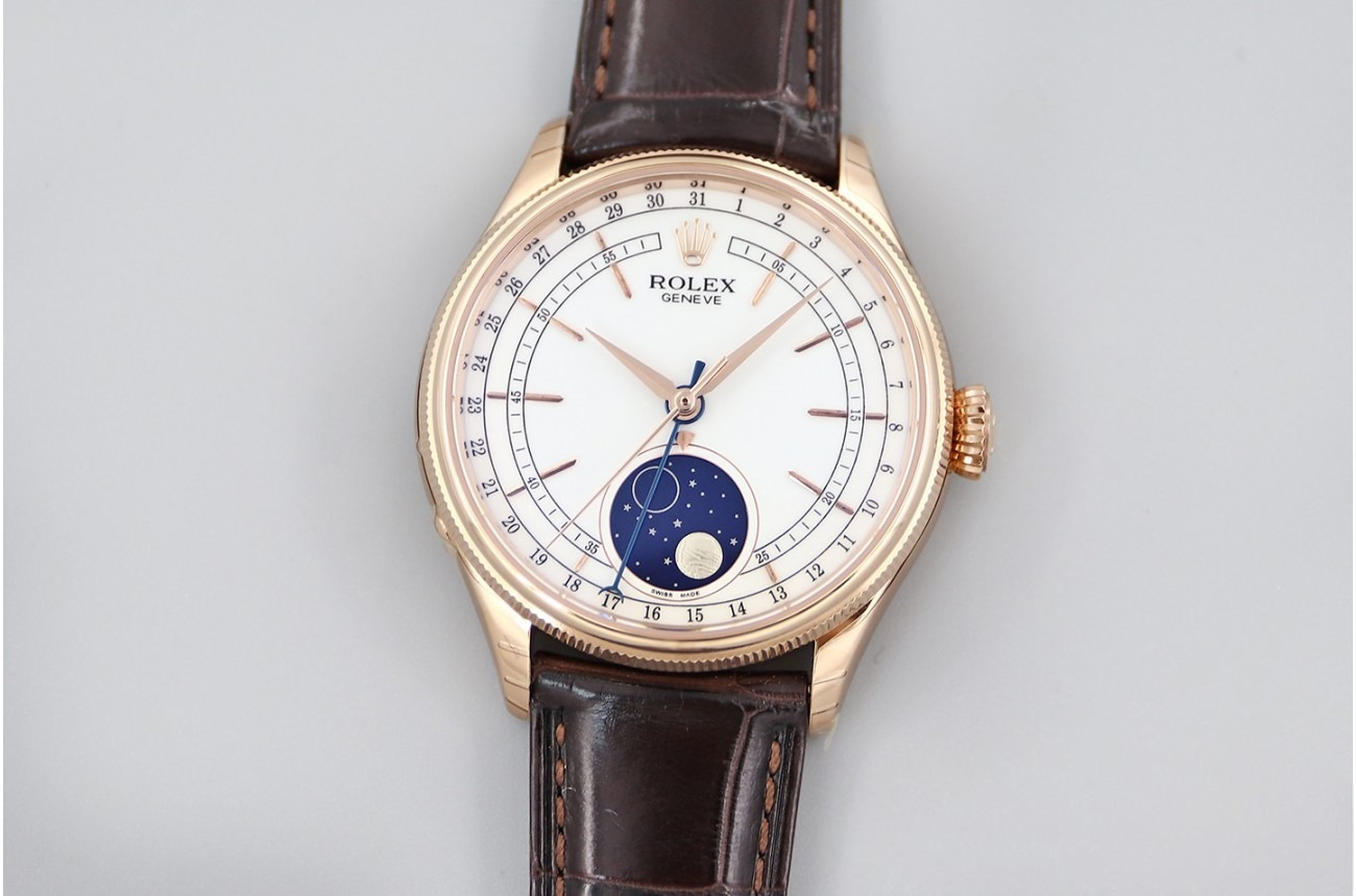 Cellini 50535 Moonphase RG/LE White Dial KZF A3195 (Alligator)