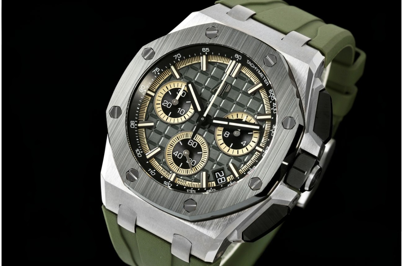 Royal Oak Offshore 26420 43mm Ti/RU Green/Stk DDF DD4401 Super Clone