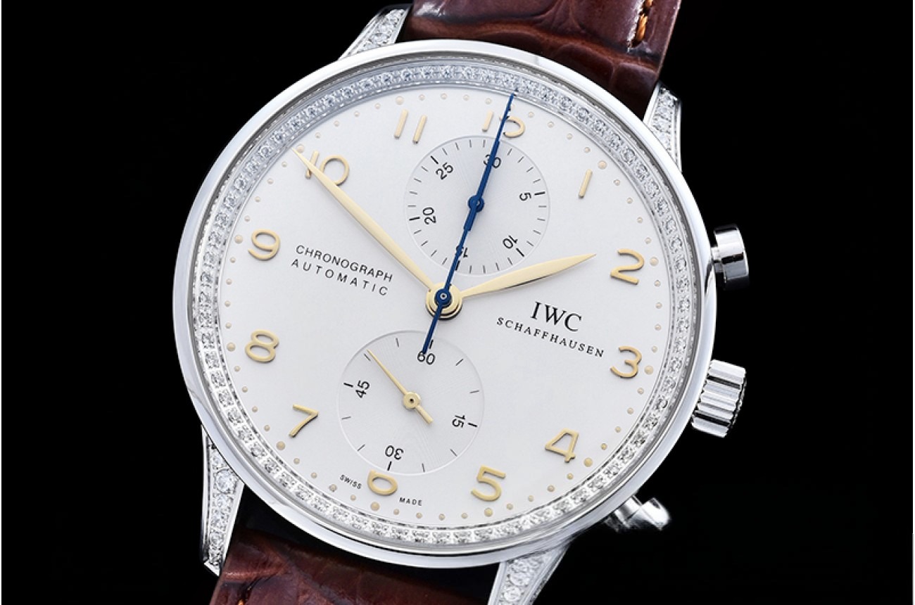 IWC - Portuguese Chrono Diam SS/LE Wht/Gold ZF A79350 Mod