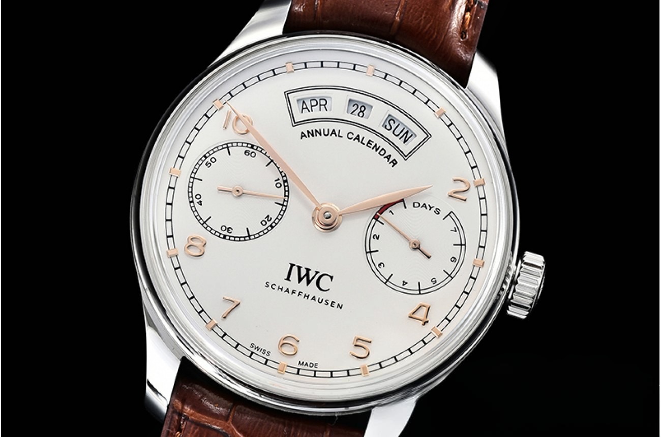IWC - Portugieser Annual Cal IW503502 SS/LE Wht/R ZF A52850