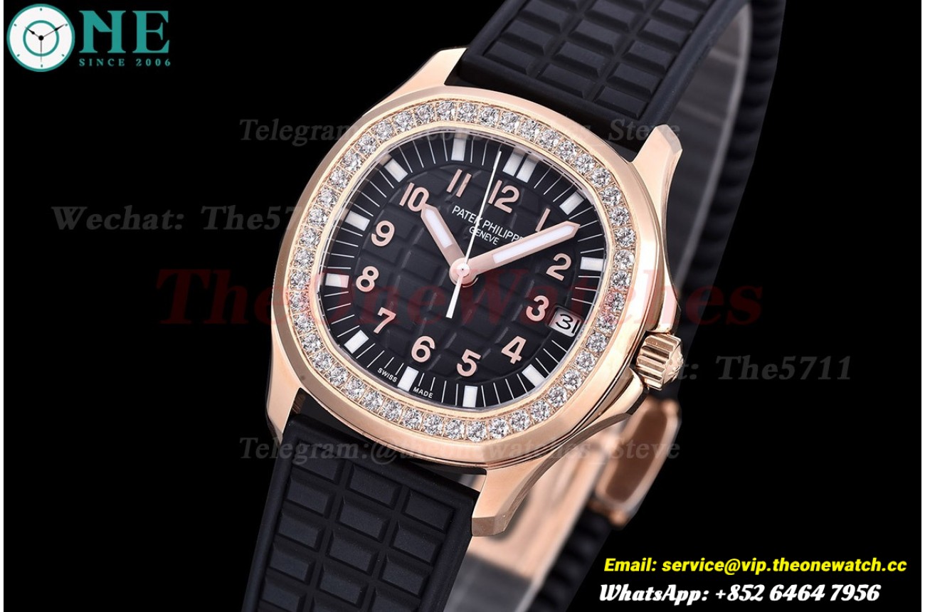 Aquanaut Ladies 35.6mm Dia RG/RU Black PPF A324