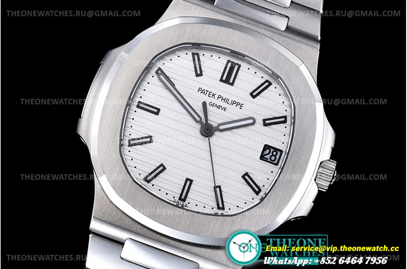 Patek Philippe - Nautilus Jumbo 5711 SS/SS White/Stk PPF V3 MY9015 Mod