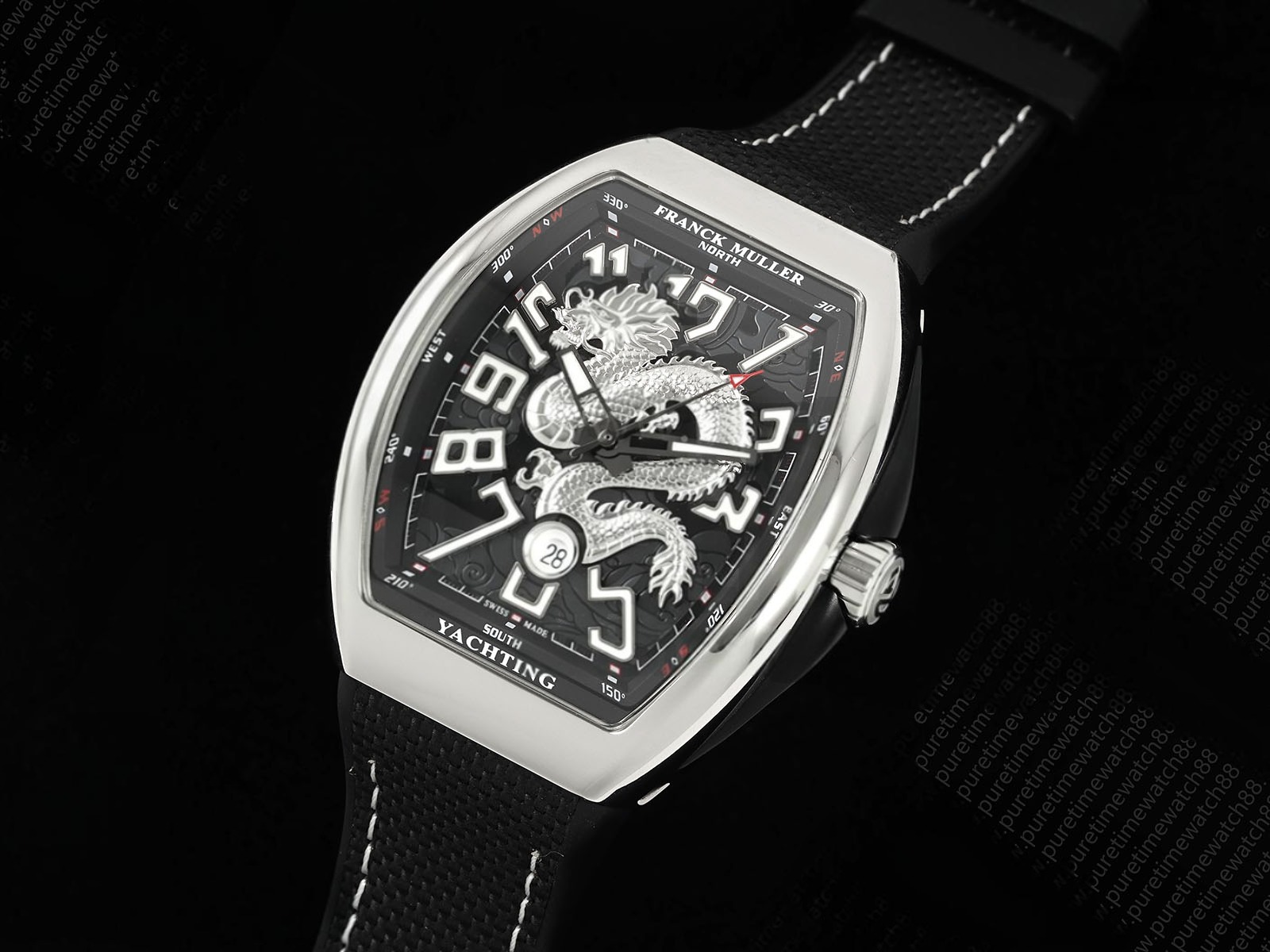 Vanguard V45 SS ABF Best Edition Black Silver Dragon Dial on Black Nylon Strap A2824