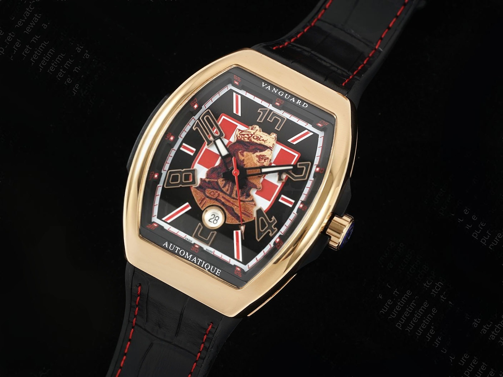 Vanguard V45 RG ABF Best Edition Black Zvonimir Dial on Black Gummy Strap A2824