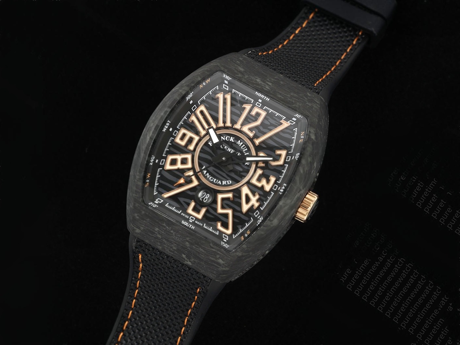 Vanguard V45 Carbon ABF Best Edition Black Dial RG Markers on Black Nylon Strap A2824