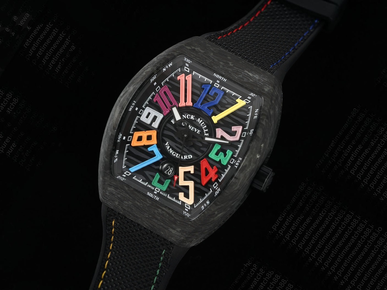 Vanguard V45 Carbon ABF Best Edition Black Dial Colors Markers on Black Nylon Strap A2824