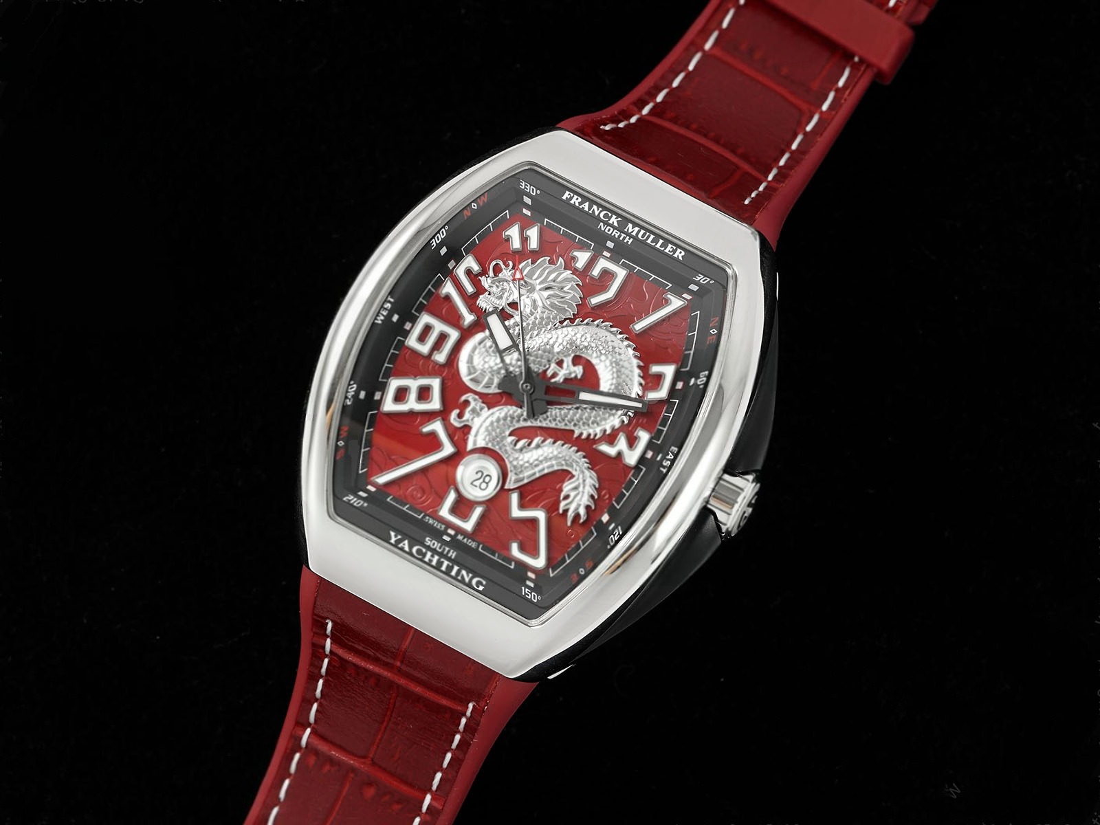Vanguard V45 SS ABF Best Edition Silver Dragon Dial on Red Gummy Strap A2824