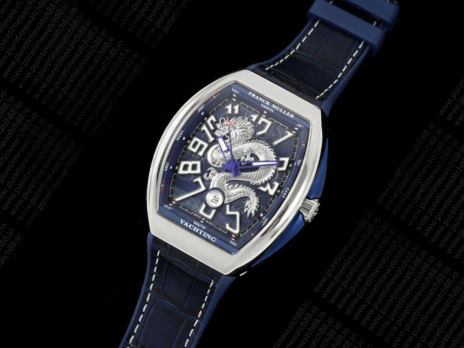 Vanguard V45 SS ABF Best Edition Silver Dragon Dial on Blue Gummy Strap A2824