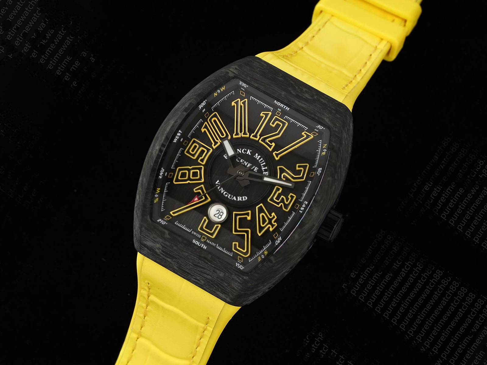Vanguard V45 Carbon ABF Best Edition Black Dial Yellow Markers on Yellow Gummy Strap A2824