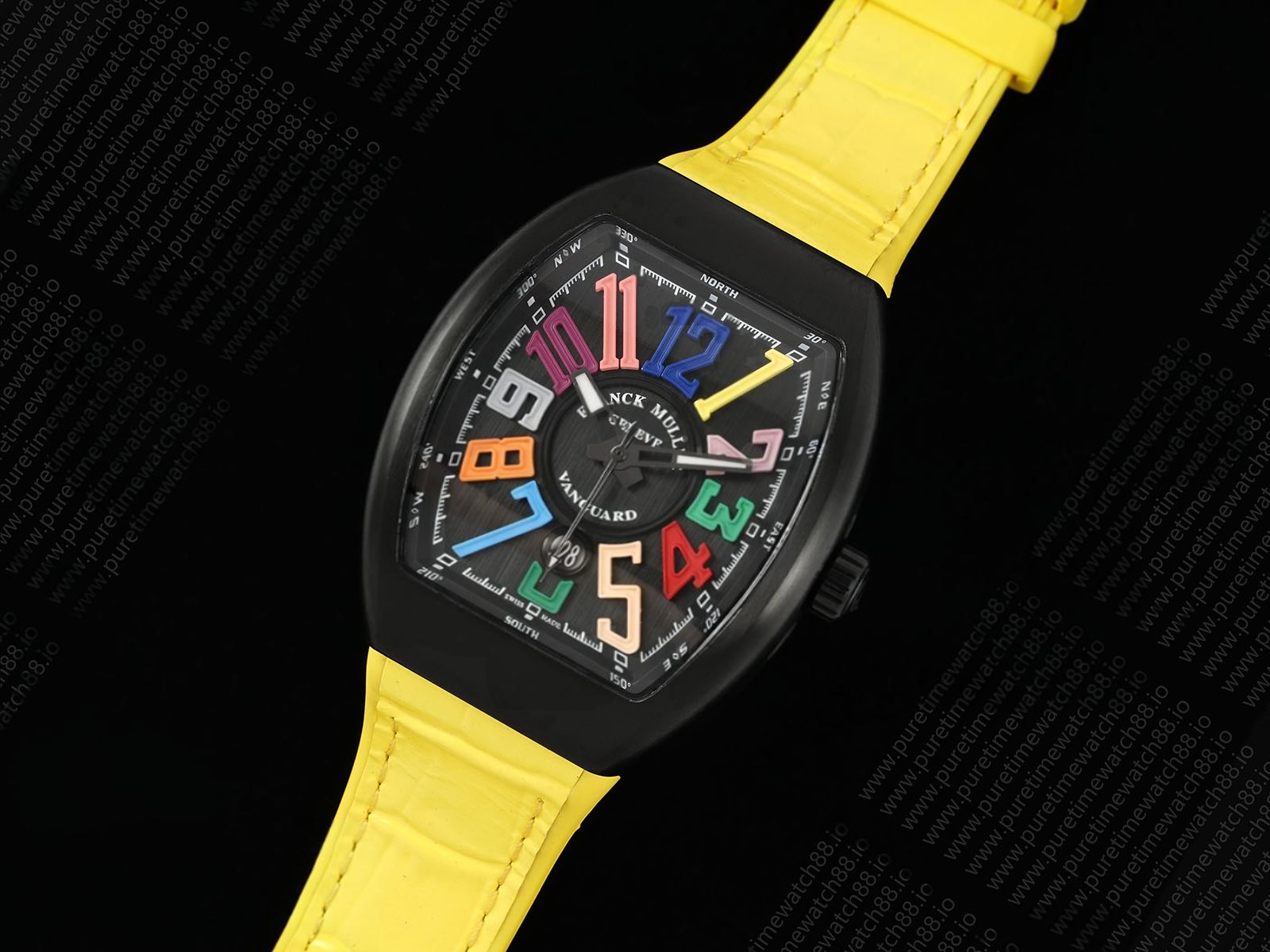 Vanguard V45 PVD ABF Best Edition Black Dial Colors Markers on Yellow Gummy Strap A2824