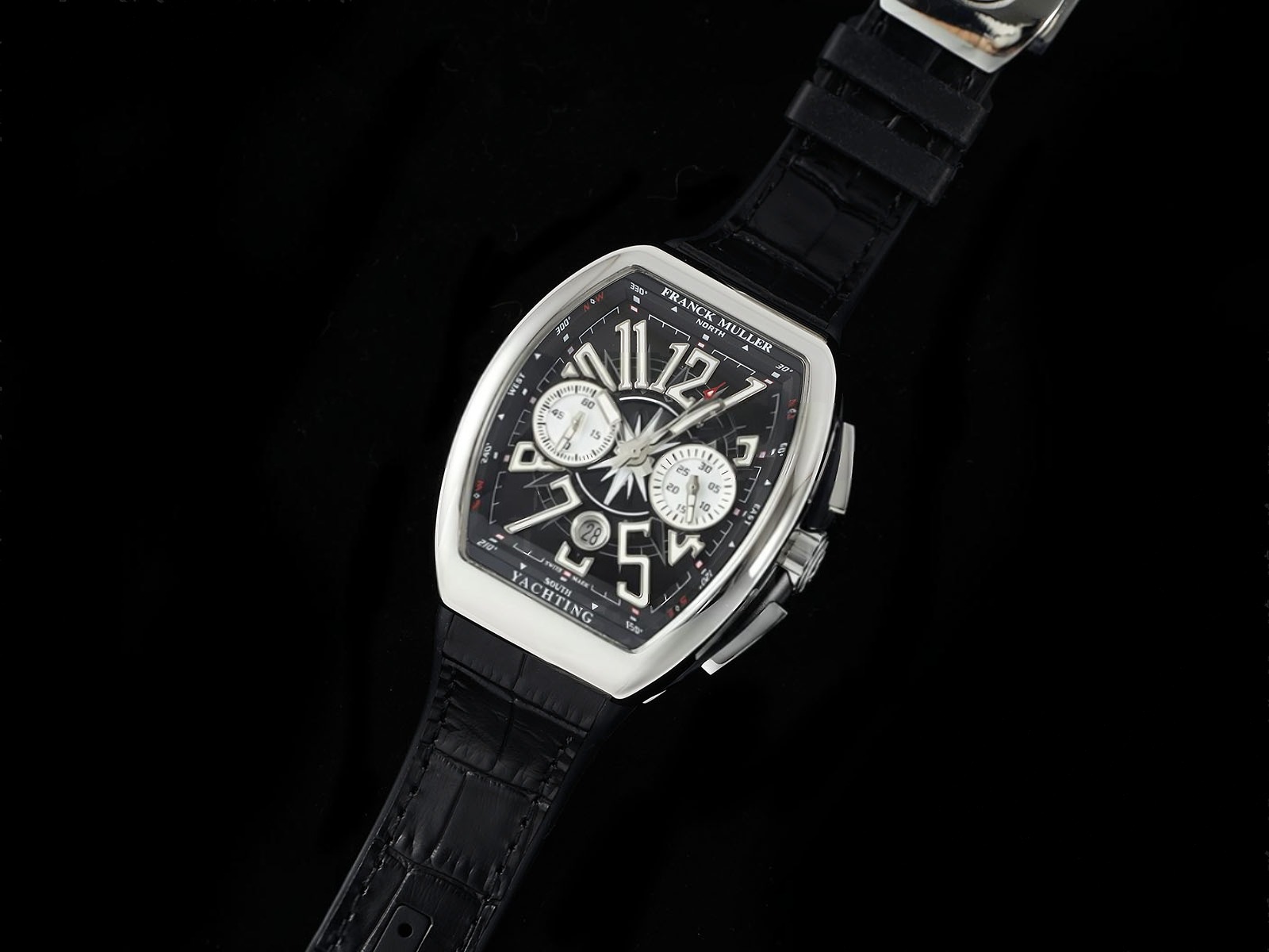 Vanguard Chrono SS ABF 1:1 Best Edition Black Dial on Black Leather Strap A7750