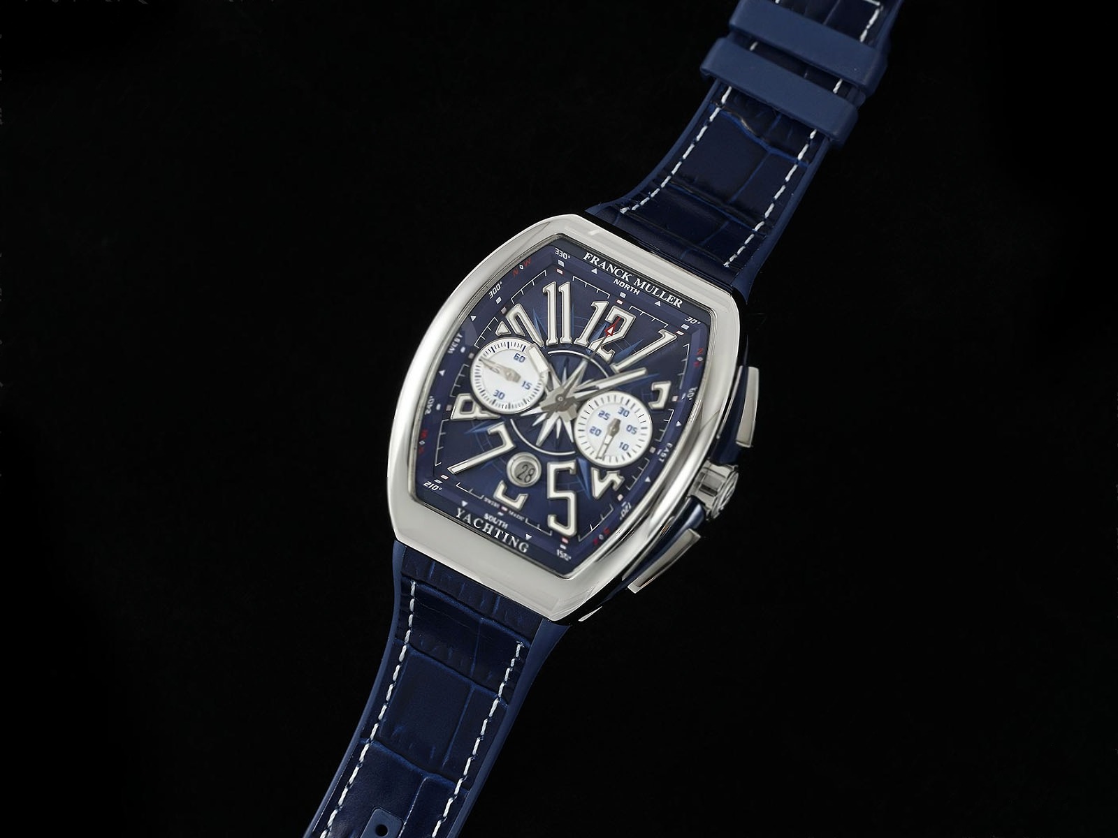 Vanguard Chrono SS ABF 1:1 Best Edition Blue Dial on Blue Leather Strap A7750