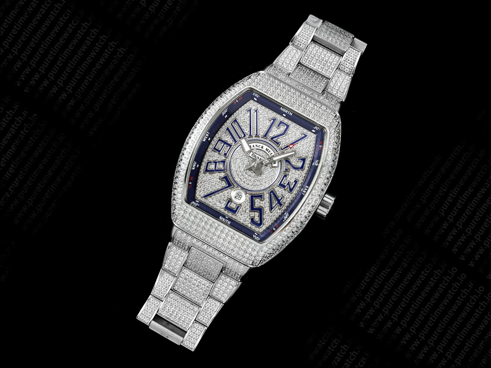 Vanguard SS Full Diamonds ABF Best Edition Diamonds Blue Dial on Diamonds Bracelet A2824