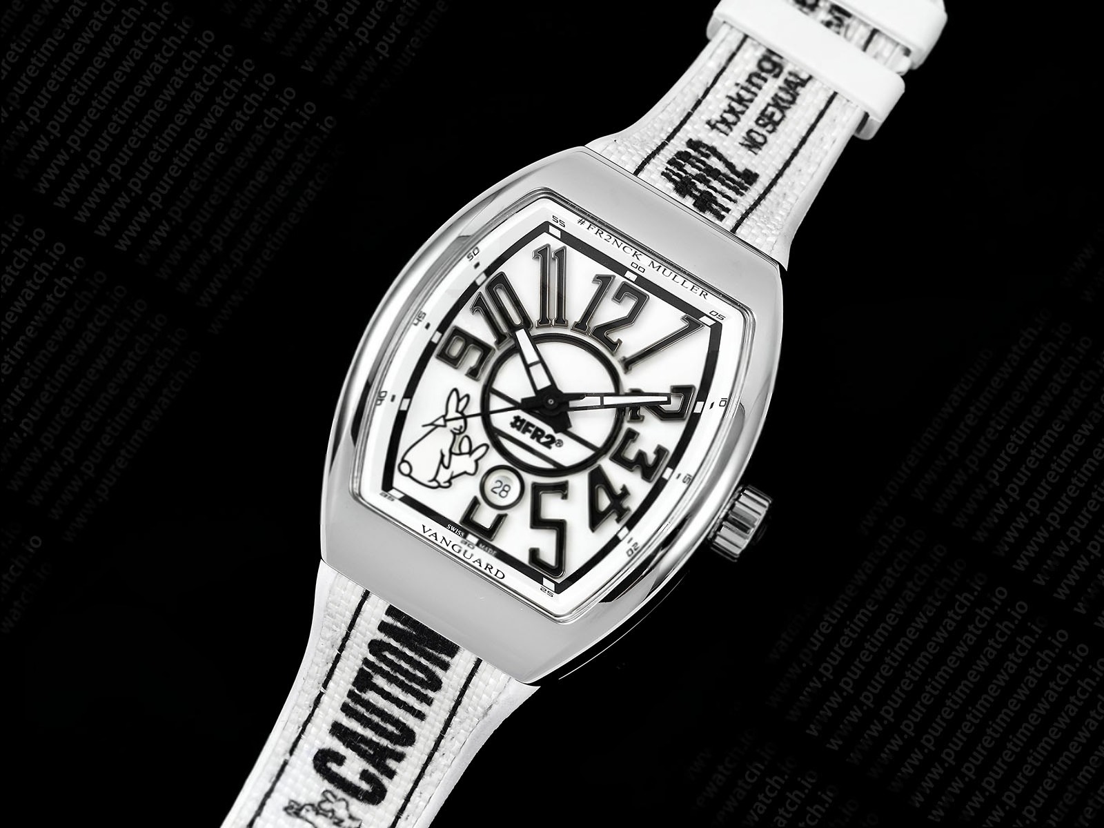 #FR2NCK Muller Vanguard Polished SS ABF Best Edition White Dial on White Rubber Strap A2824