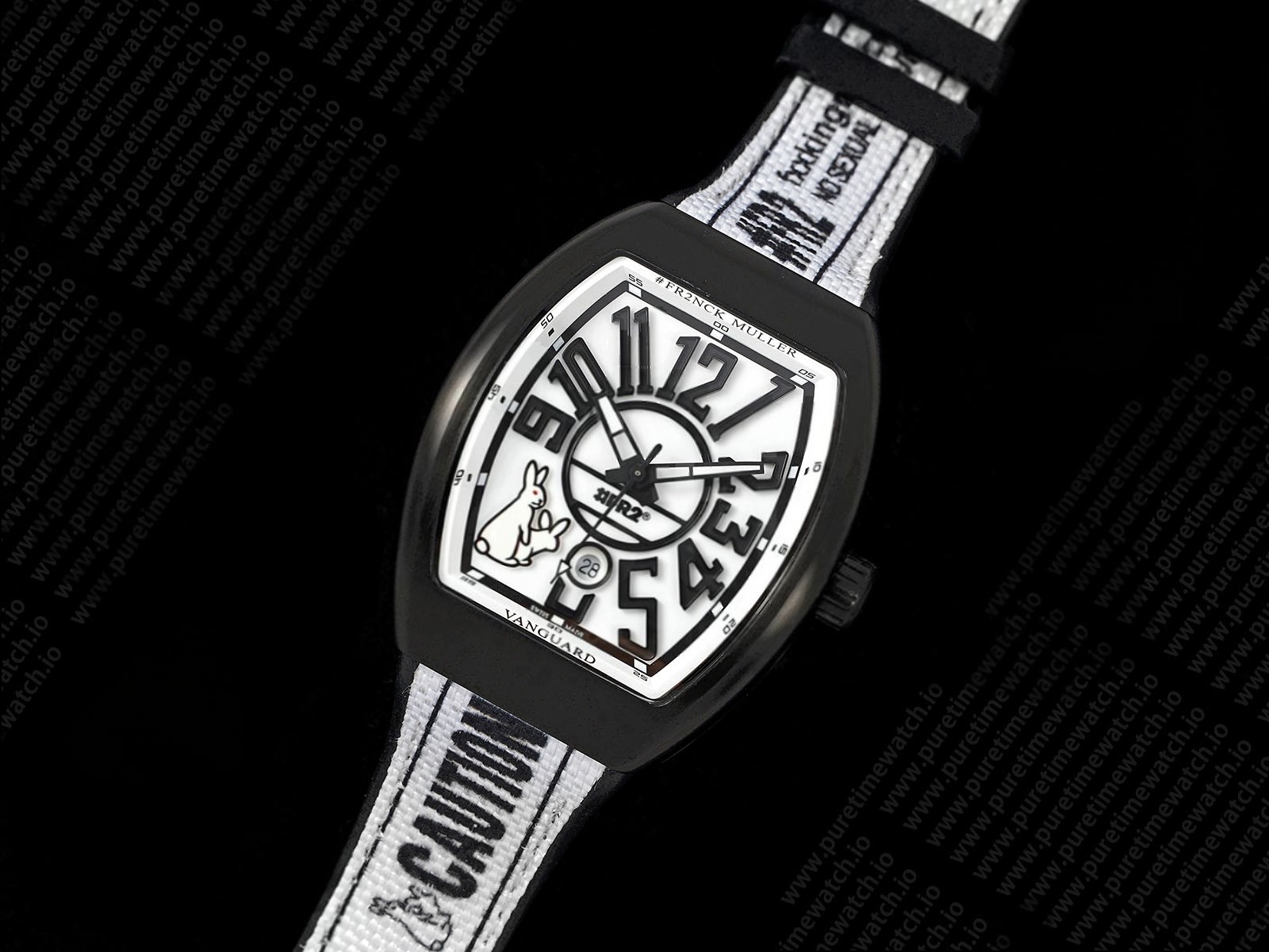 #FR2NCK Muller Vanguard PVD ABF Best Edition White Dial on Black Rubber Strap A2824