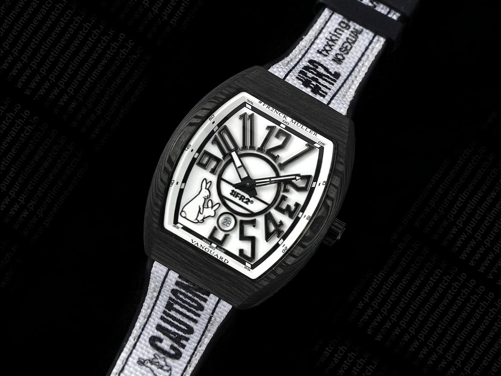 #FR2NCK Muller Vanguard Carbon ABF Best Edition White Dial on Black Rubber Strap A2824