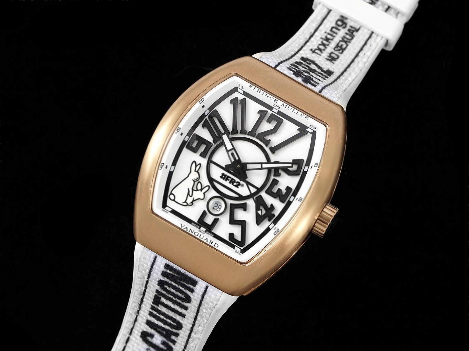 #FR2NCK Muller Vanguard RG ABF Best Edition White Dial on White Rubber Strap A2824