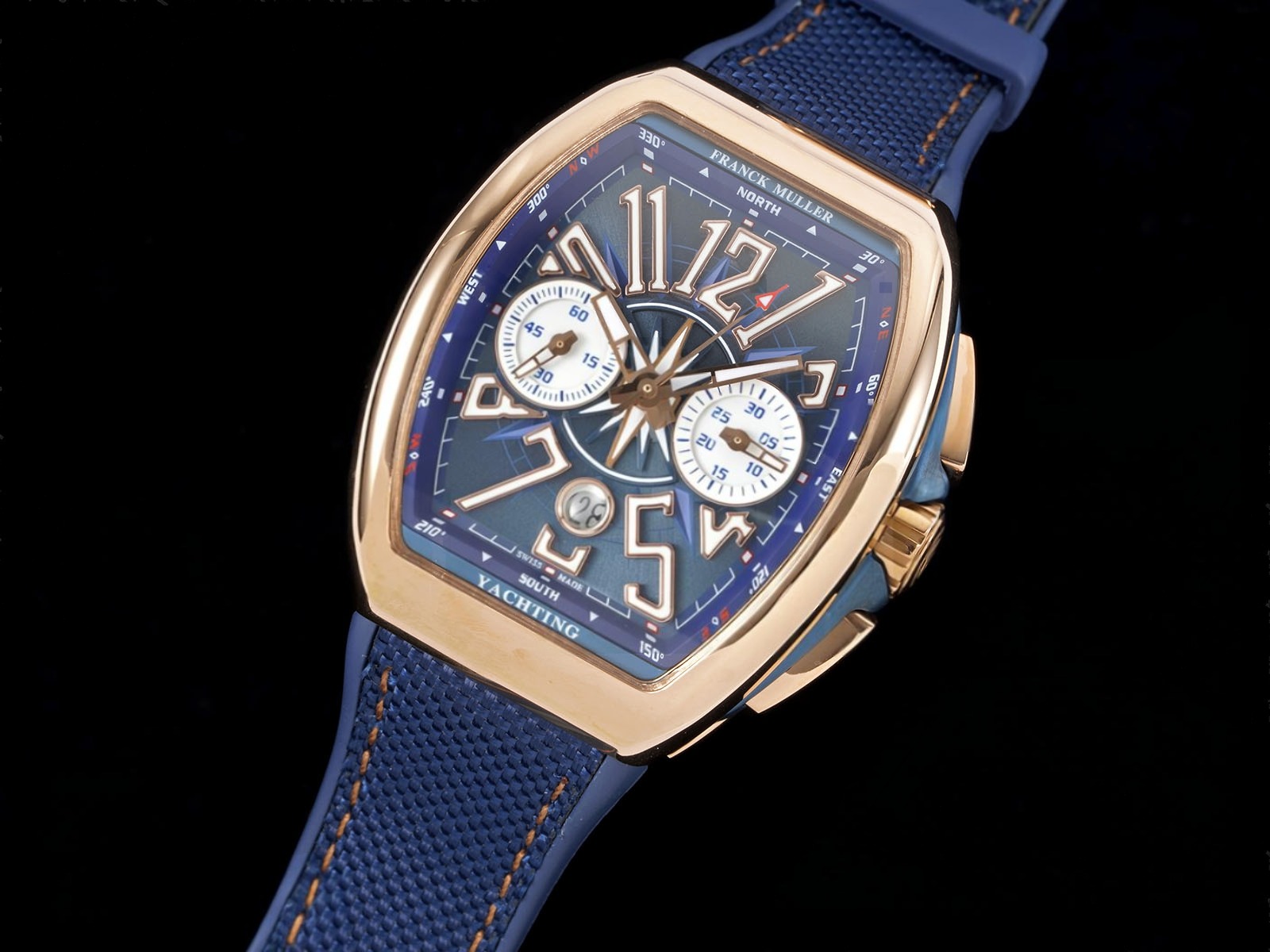 Vanguard Chrono RG ABF 1:1 Best Edition Blue Textured Dial on Blue Nylon Strap A7750