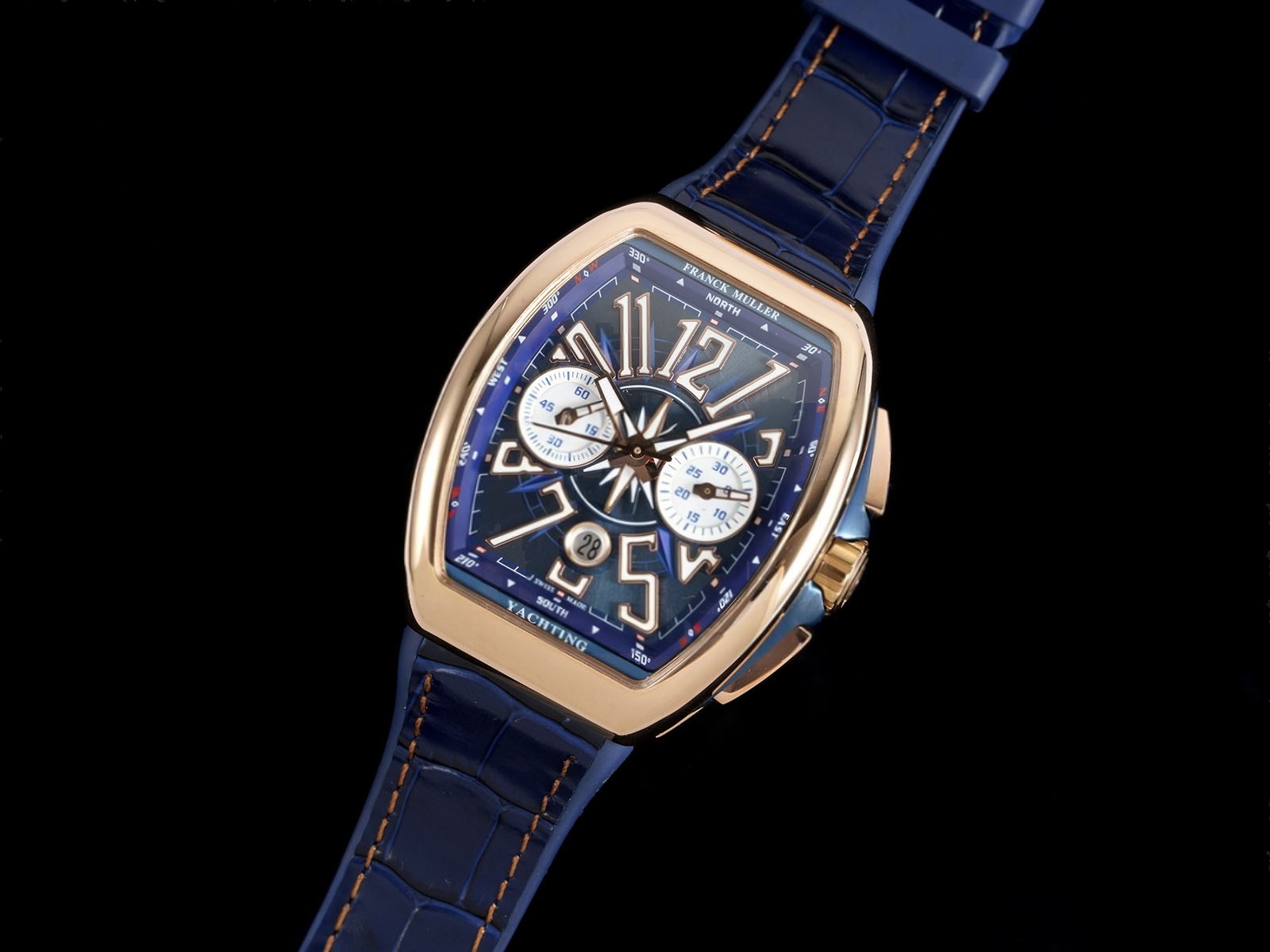 Vanguard Chrono RG ABF 1:1 Best Edition Blue Textured Dial on Blue Gummy Strap A7750