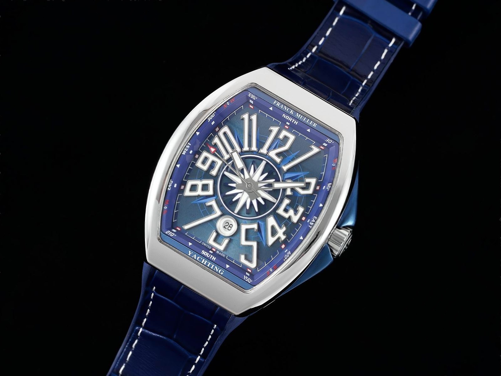 Vanguard V45 Yachting SS ABF 1:1 Best Edition Blue Textured Dial on Blue Gummy Strap A2824