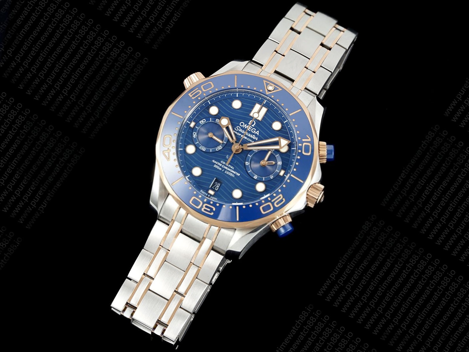 Seamaster 300m Chrono SS/RG OMF 1:1 Best Edition Blue Dial on SS/RG Bracelet A9900