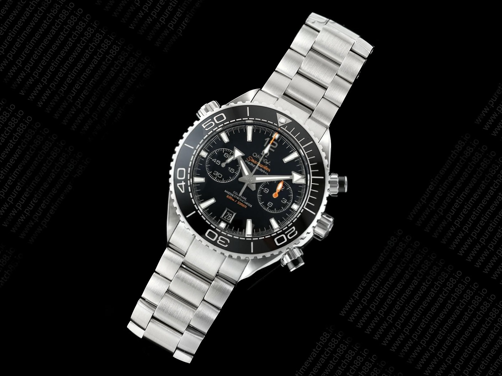 Planet Ocean 600M Chrono SS SCF 1:1 Best Edition Black Dial on SS Bracelet A9900