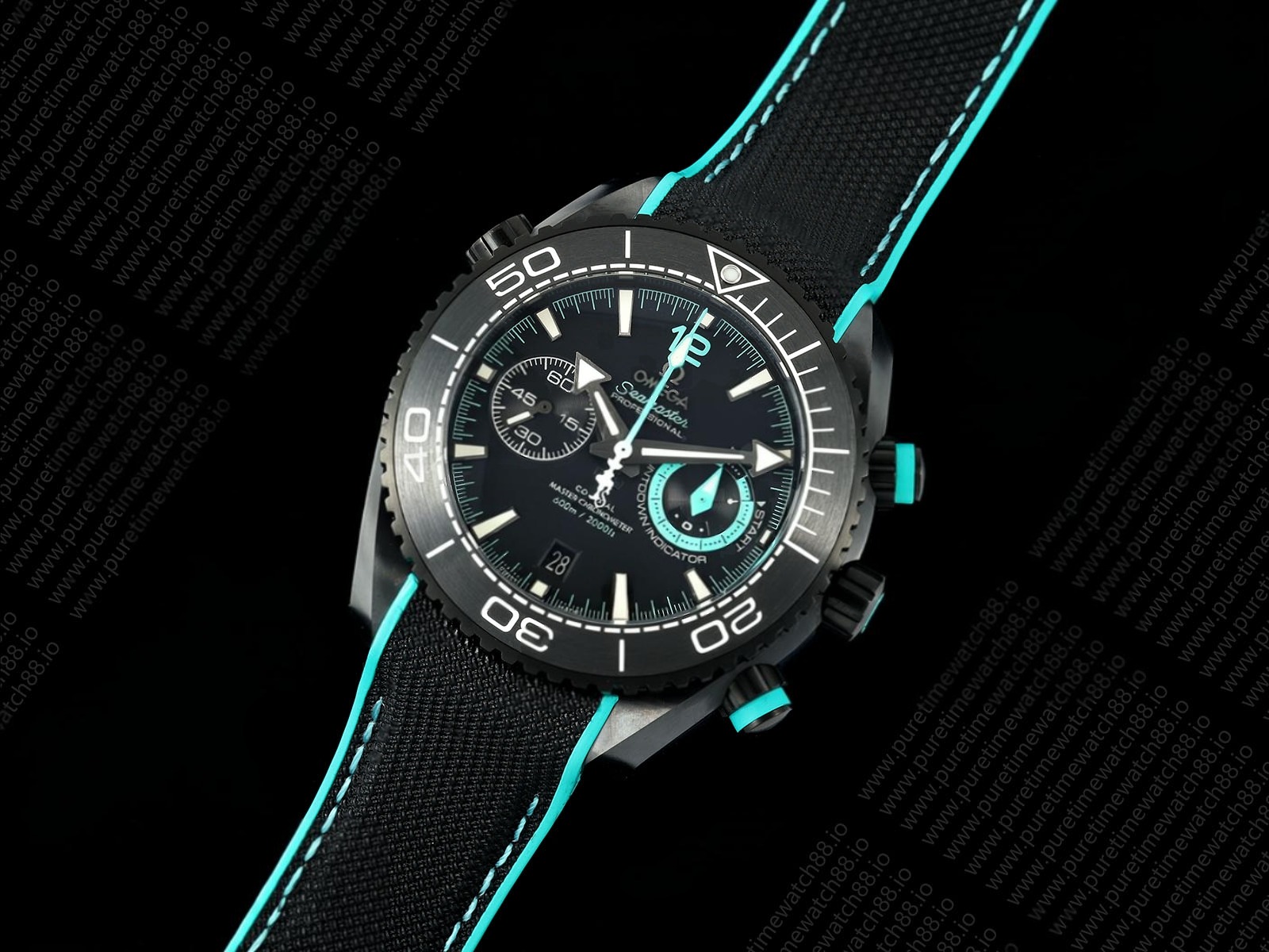 Planet Ocean 600M Chrono ETNZ Black Ceramic SCF 1:1 Best Edition Black Dial on Black Rubber Strap A9900