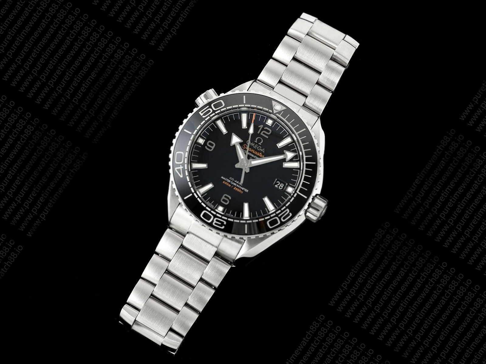 Planet Ocean 600M 43.5 mm SS SCF 1:1 Best Edition Black Dial Black Bezel on SS Bracelet A8900