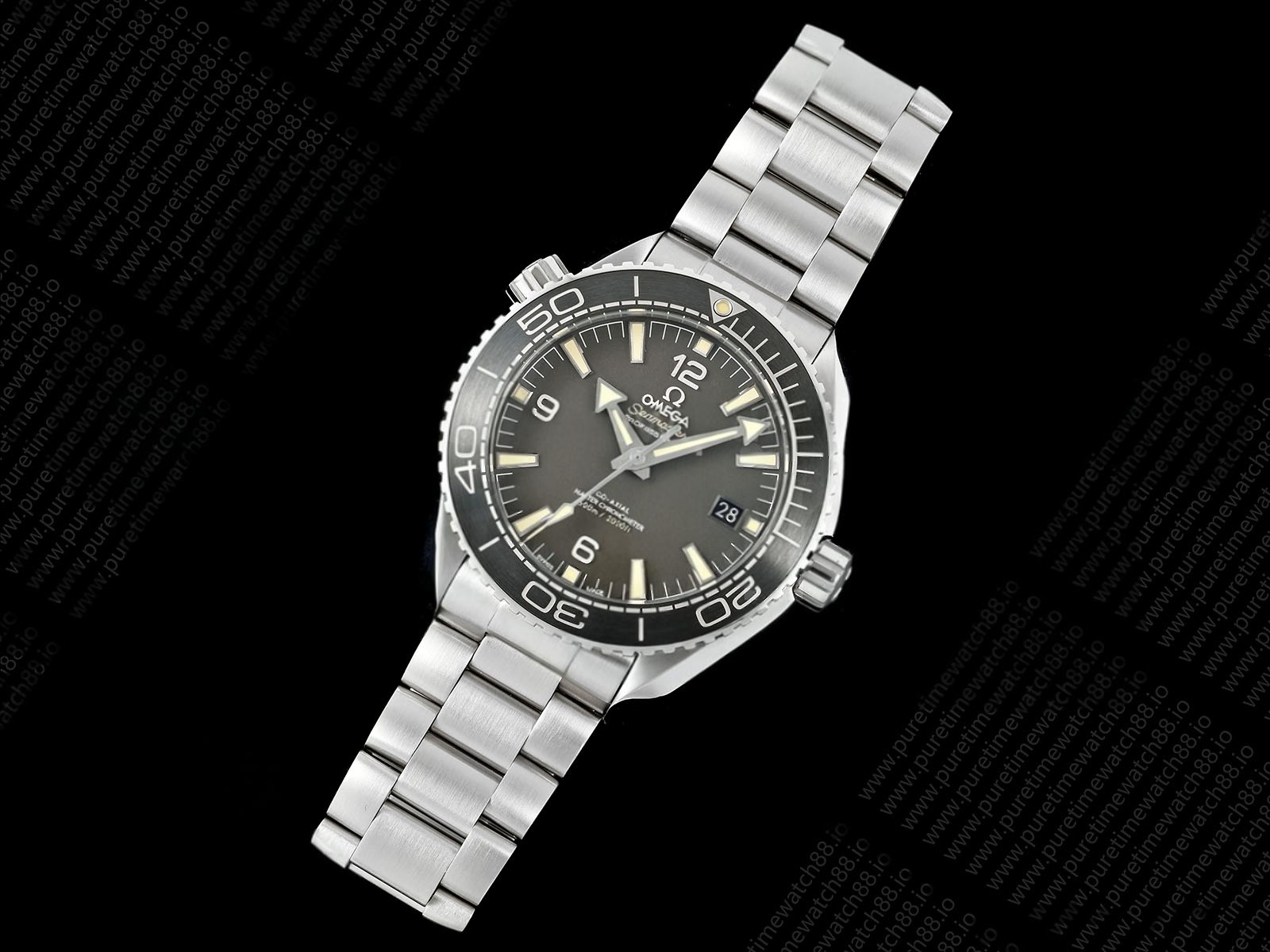 Planet Ocean 600M 43.5 mm SS SCF 1:1 Best Edition Gray Dial Black Bezel on SS Bracelet A8900