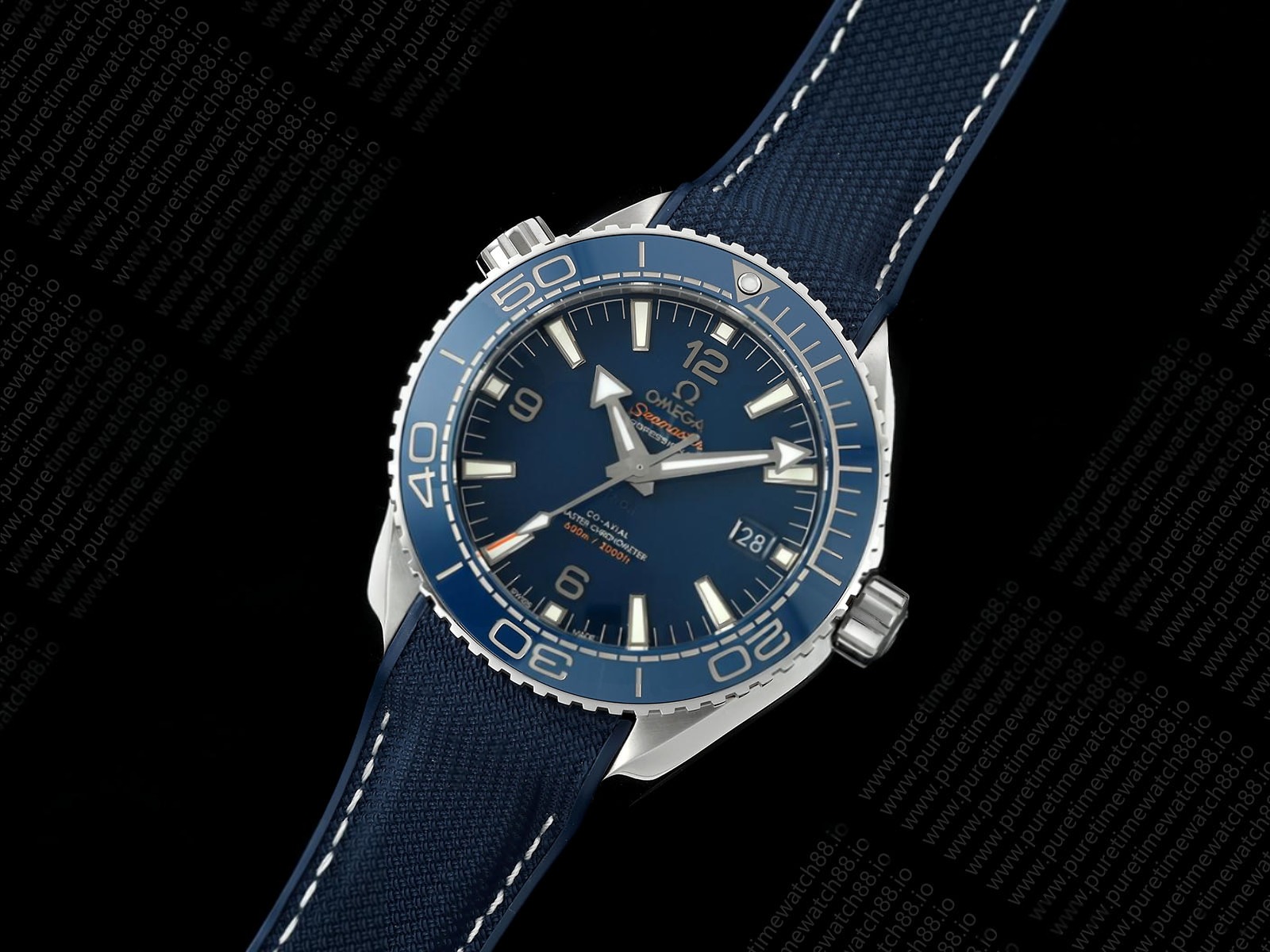 Planet Ocean 600M 43.5 mm SS SCF 1:1 Best Edition Blue Dial Blue Bezel on Rubber Strap A8900