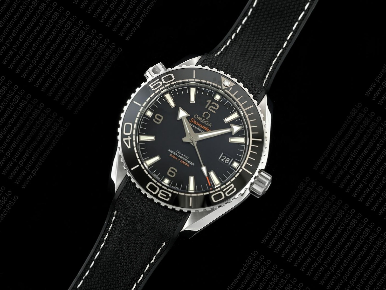 Planet Ocean 600M 43.5 mm SS SCF 1:1 Best Edition Black Dial Black Bezel on Rubber Strap A8900