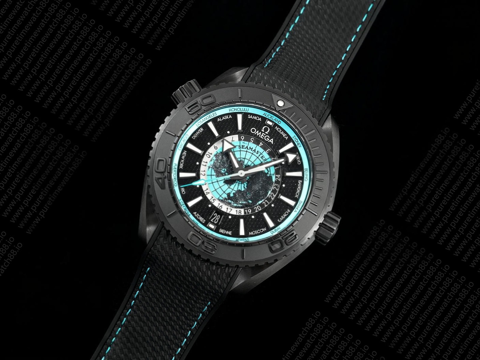 Planet Ocean 45.5mm GMT Worldtimer Real Ceramic VSF 1:1 Best Edition Black/Blue SA8938 Super Clone