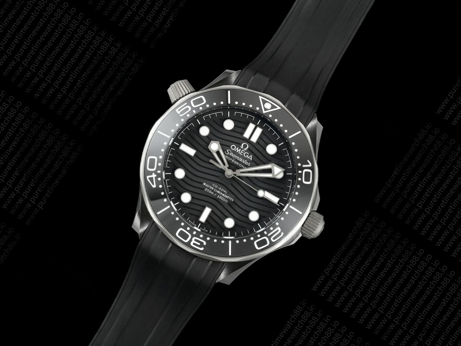 Seamaster 300m 43.5mm Black Ceramic ORF 1:1 Best Edition Titanium Bezel on Black Rubber Strap OR8806 Super Clone
