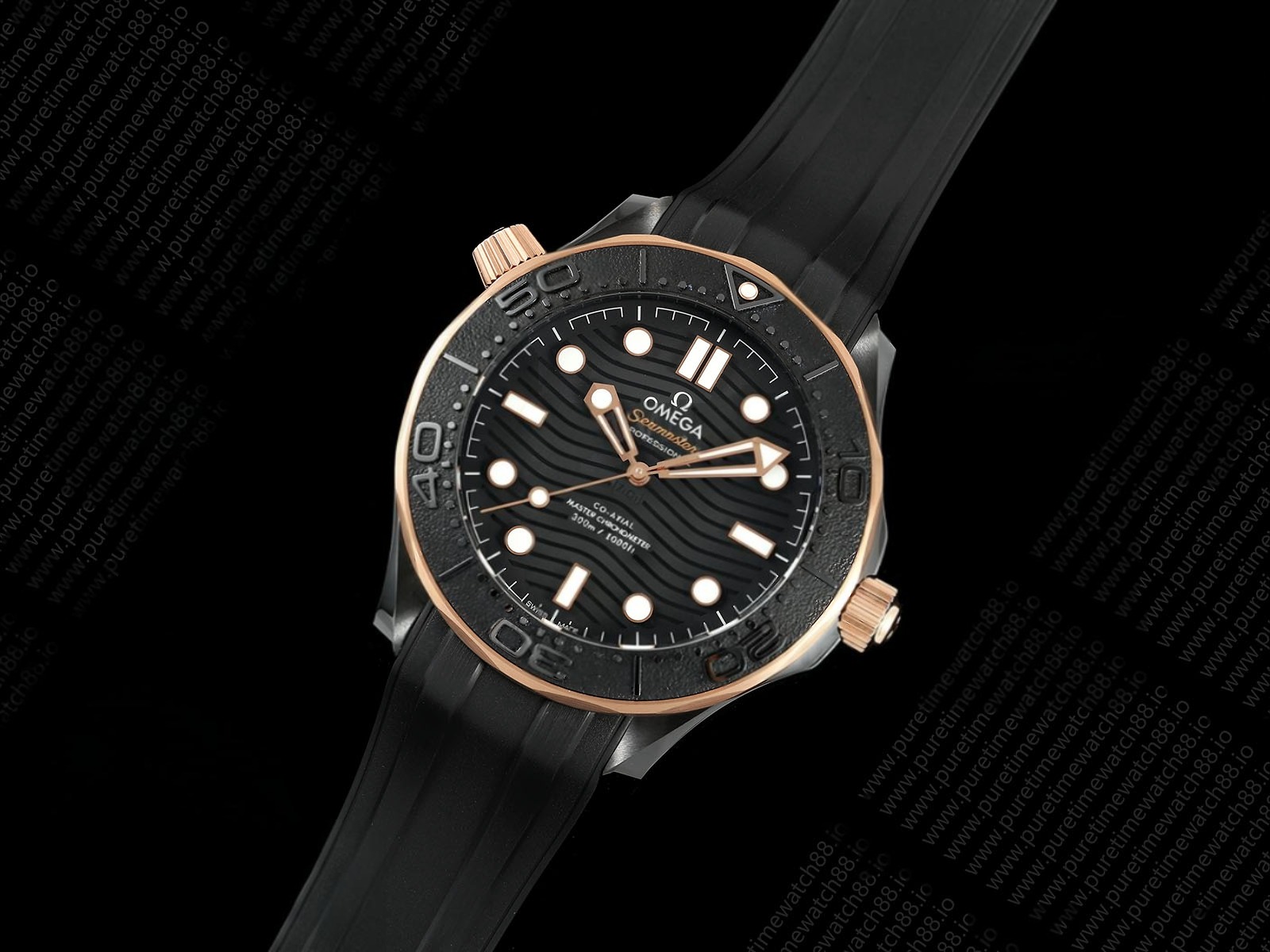 Seamaster 300m 43.5mm Black Ceramic ORF 1:1 Best Edition RG Bezel on Black Rubber Strap OR8806 Super Clone