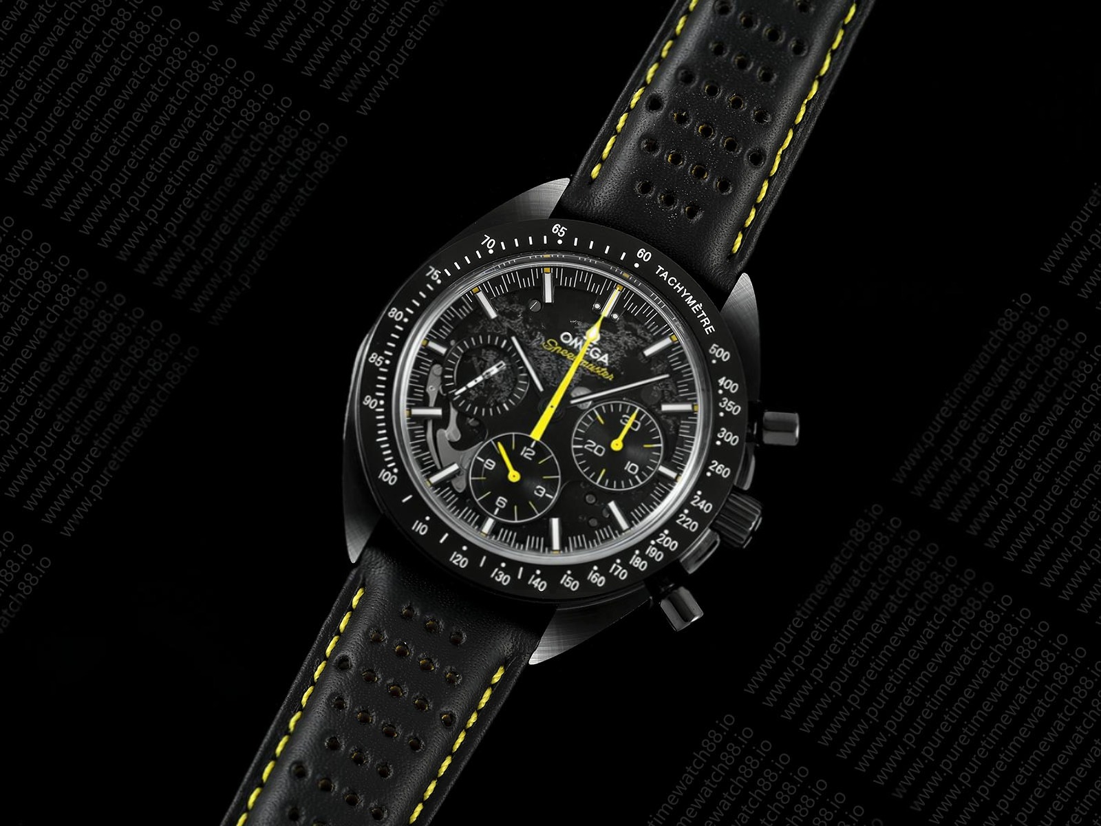 Speedmaster Dark Side of the Moon Black Ceramic BLSF Best Edition on Leather Strap Manual Winding Movement